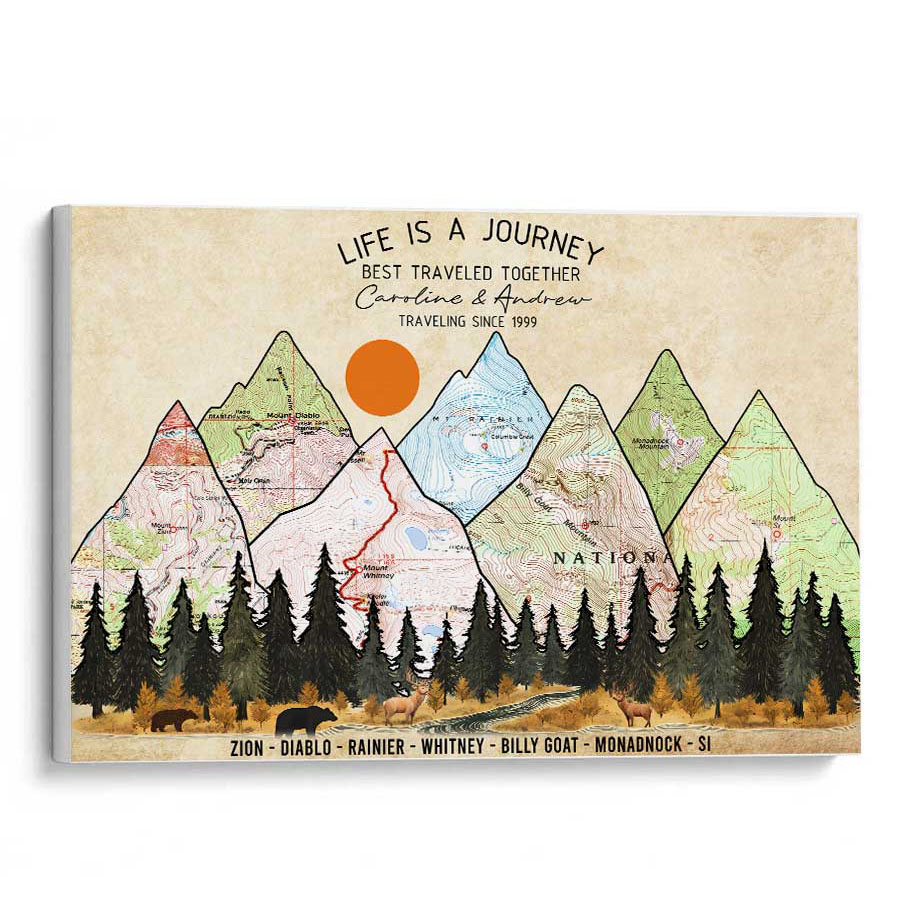 Wildtify Personalized Hiking Map Wall Art Adventure Custom Travel Map