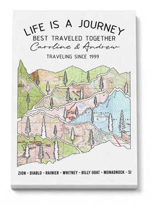 Wildtify Personalized Hiking Life Is A Journey Customized Map Wall Art