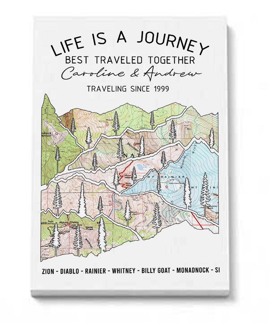 Wildtify Personalized Hiking Life Is A Journey Customized Map Wall Art