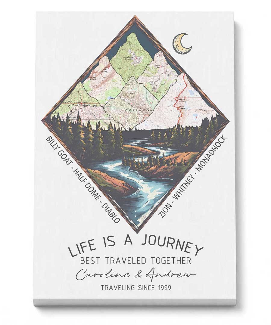 Wildtify Hiking Customized Mountains River In Forest Map Wall Art