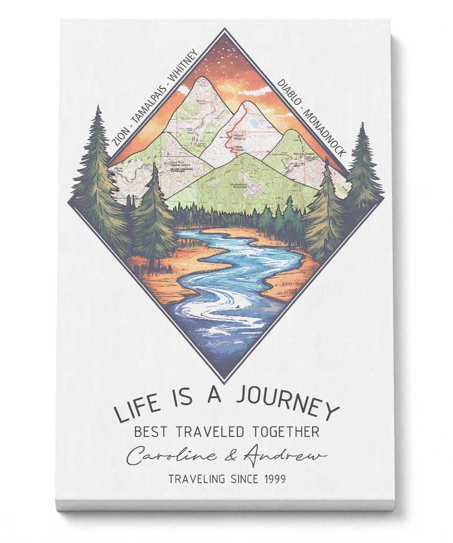 Wildtify Hiking Personalized Mountains In Forest Map Wall Art