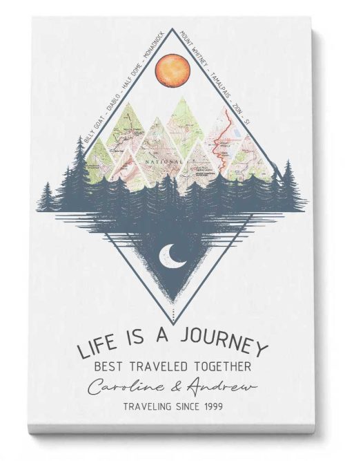 Wildtify Hiking Customized Life Is A Journey Mountains Map Wall Art