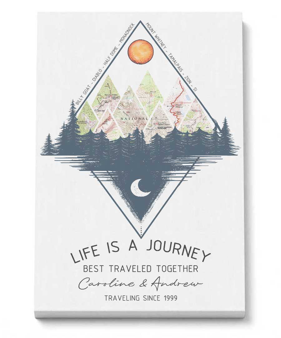 Wildtify Hiking Customized Life Is A Journey Mountains Map Wall Art