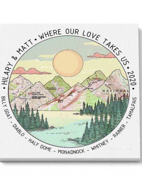 Wildtify Personalized Mountains In Forest Island Sunshine Map Wall Art