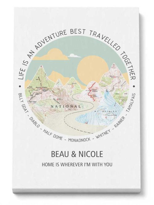 Wildtify Personalized Mountains Sun In Island Map Wall Art