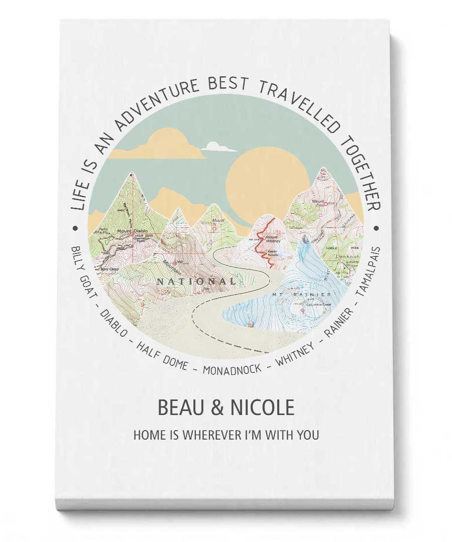 Wildtify Personalized Mountains Sun In Island Map Wall Art