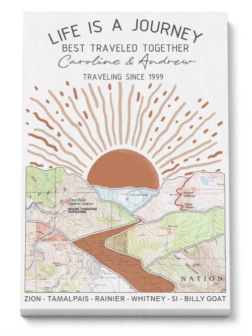 Wildtify Personalized Hiking Map Wall Art Custom Travel Adventure Gift
