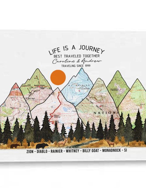 Wildtify Personalized Hiking Map Wall Art Adventure Custom Travel Map