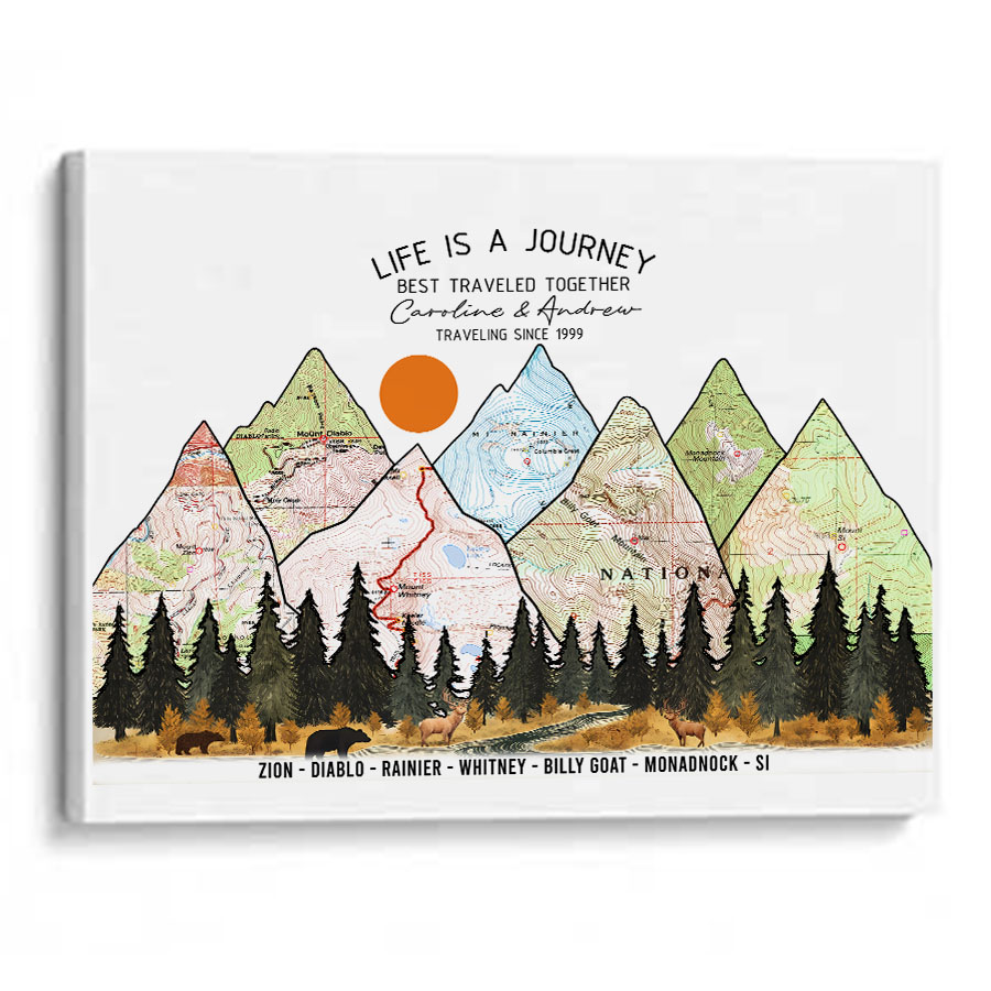 Wildtify Personalized Hiking Map Wall Art Adventure Custom Travel Map