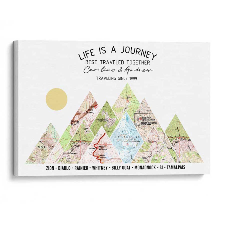 Wildtify Personalized Hiking Map Wall Art Custom Travel Hiker Adventure Gift
