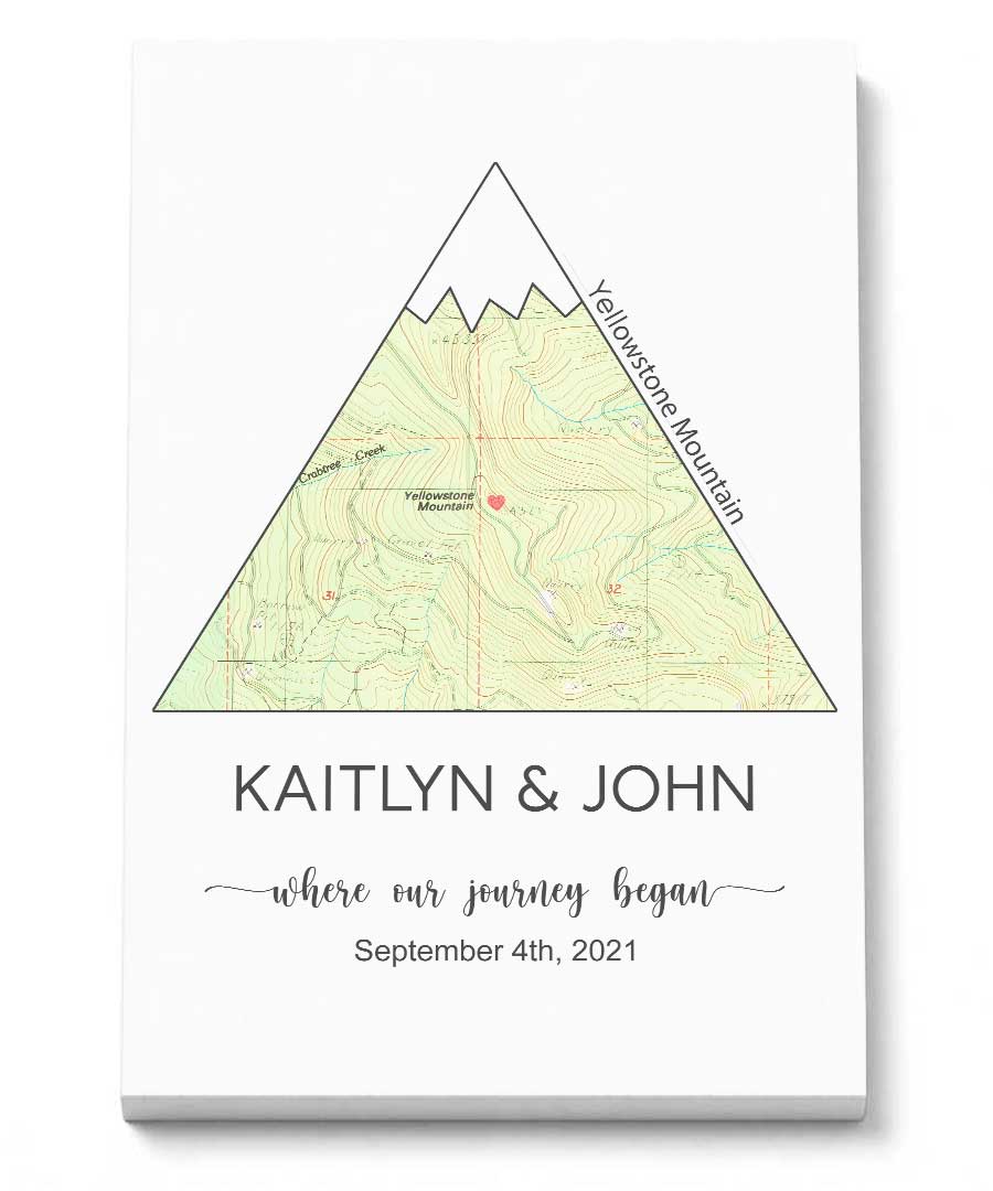 Wildtify Personalized Mountain Map Wall Art Couple Hiker