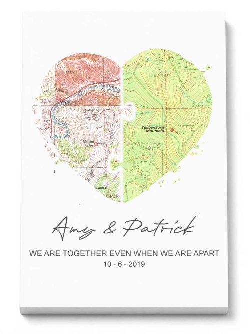 Wildtify Personalized Couple Heart Map Wall Art Customized