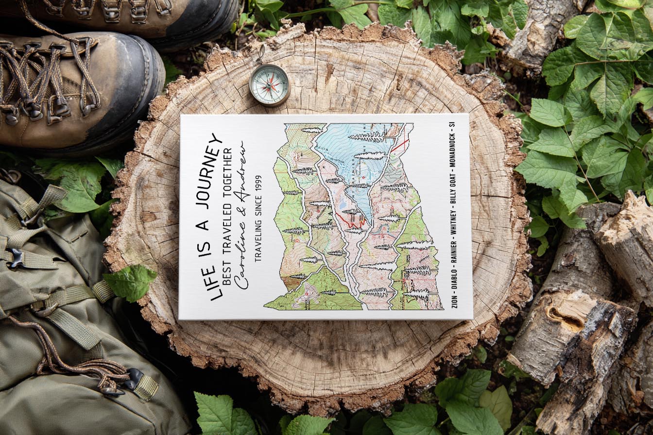 Wildtify Personalized Hiking Life Is A Journey Customized Map Wall Art