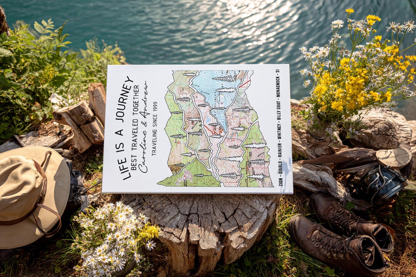 Wildtify Personalized Hiking Life Is A Journey Customized Map Wall Art