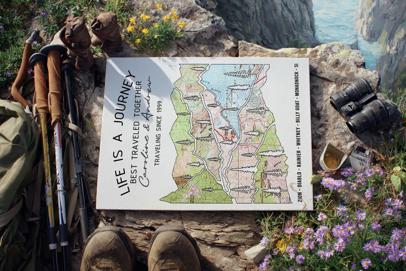Wildtify Personalized Hiking Life Is A Journey Customized Map Wall Art
