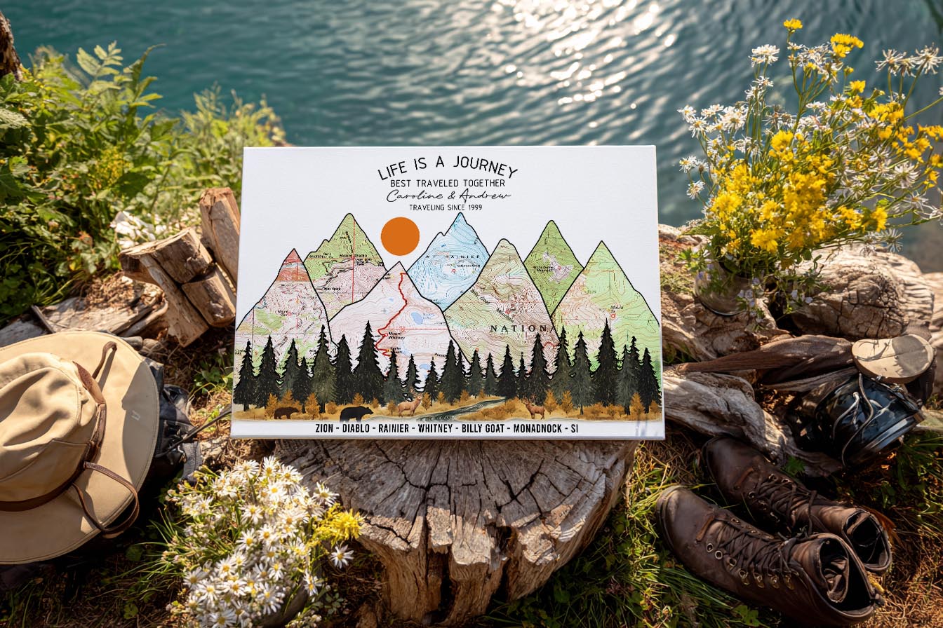 Wildtify Personalized Hiking Map Wall Art Adventure Custom Travel Map