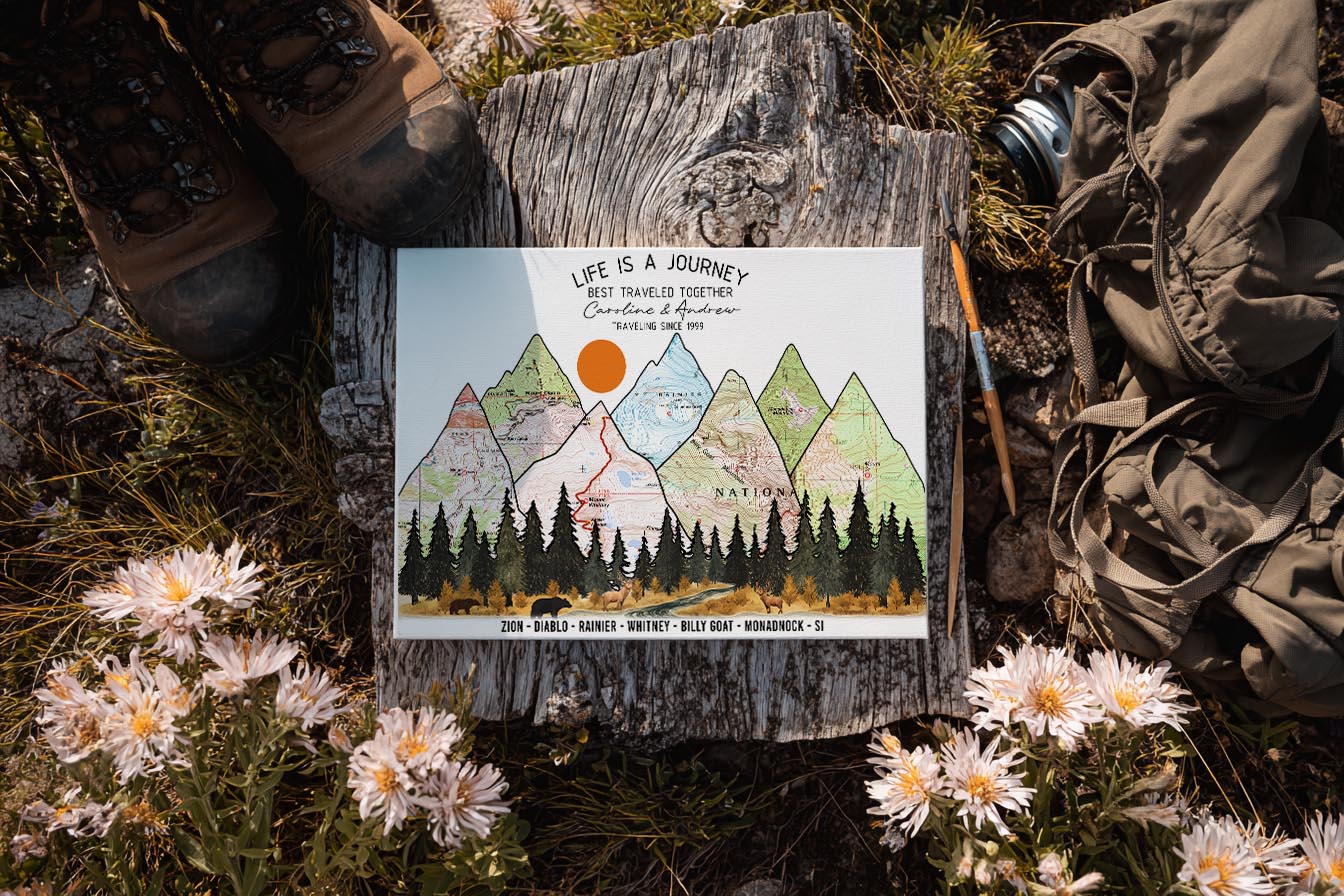 Wildtify Personalized Hiking Map Wall Art Adventure Custom Travel Map