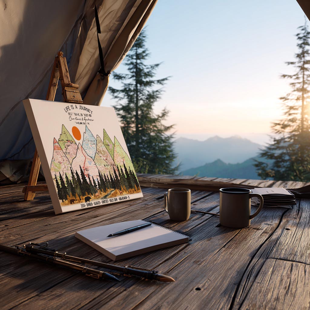 Wildtify Personalized Hiking Map Wall Art Adventure Custom Travel Map