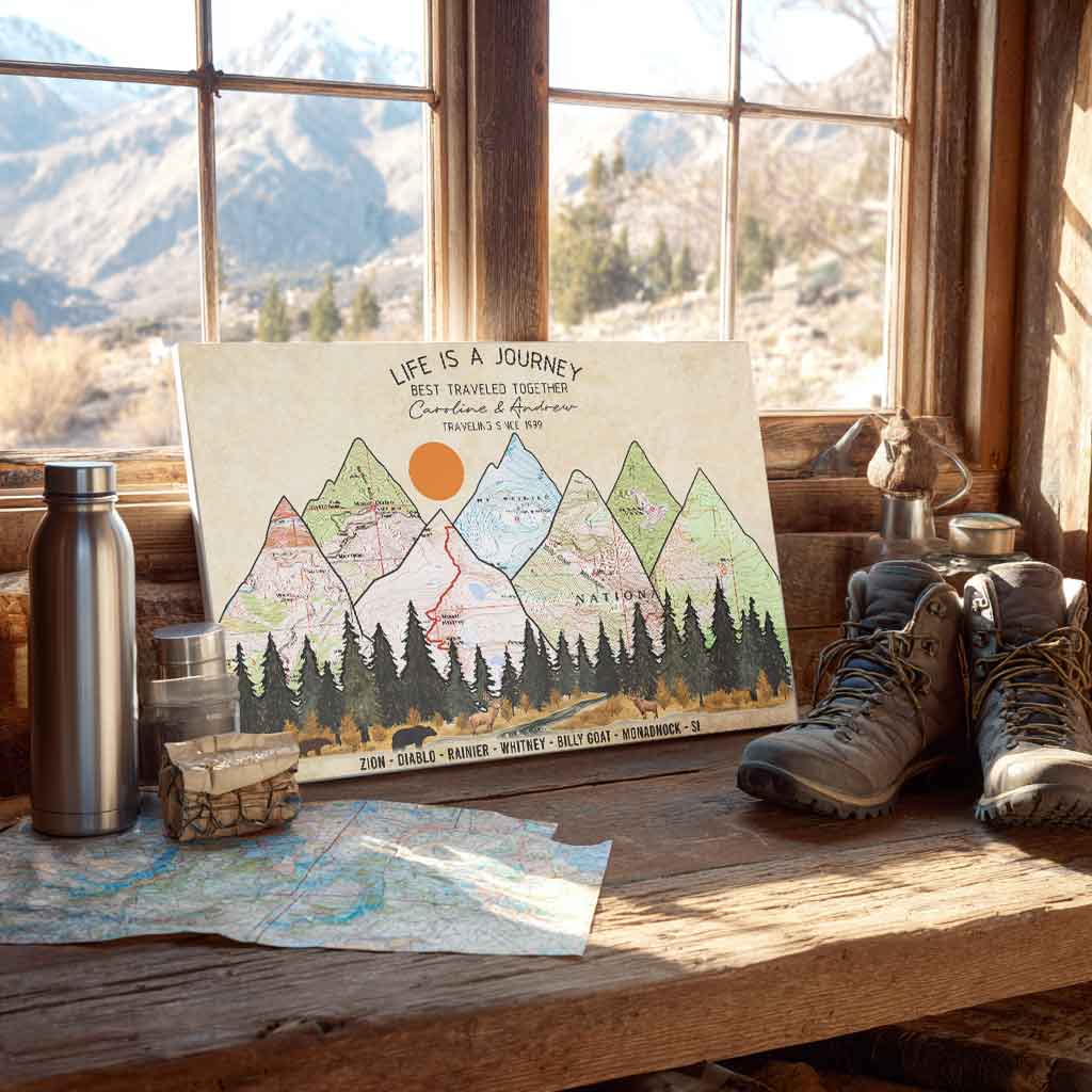Wildtify Personalized Hiking Map Wall Art Adventure Custom Travel Map