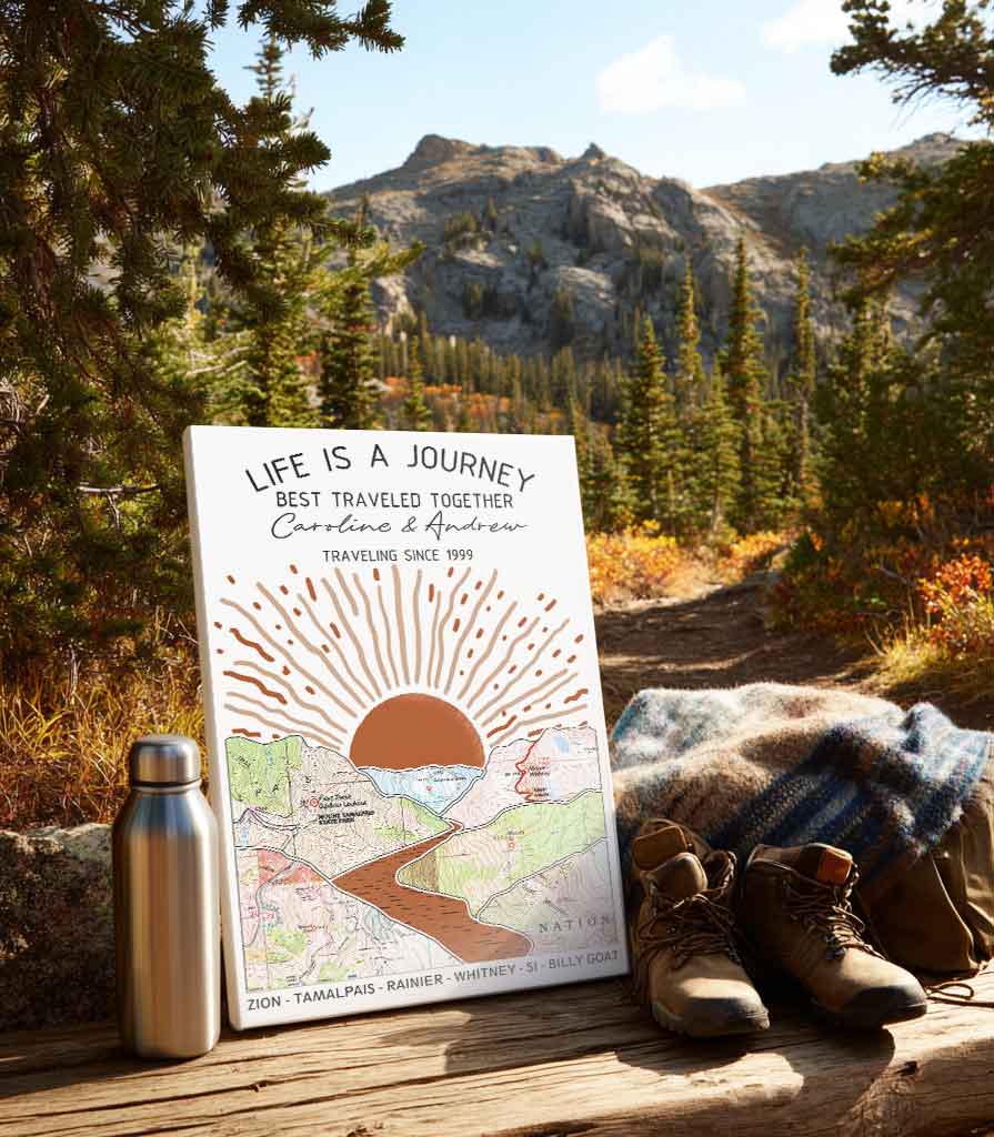 Wildtify Personalized Hiking Map Wall Art Custom Travel Adventure Gift