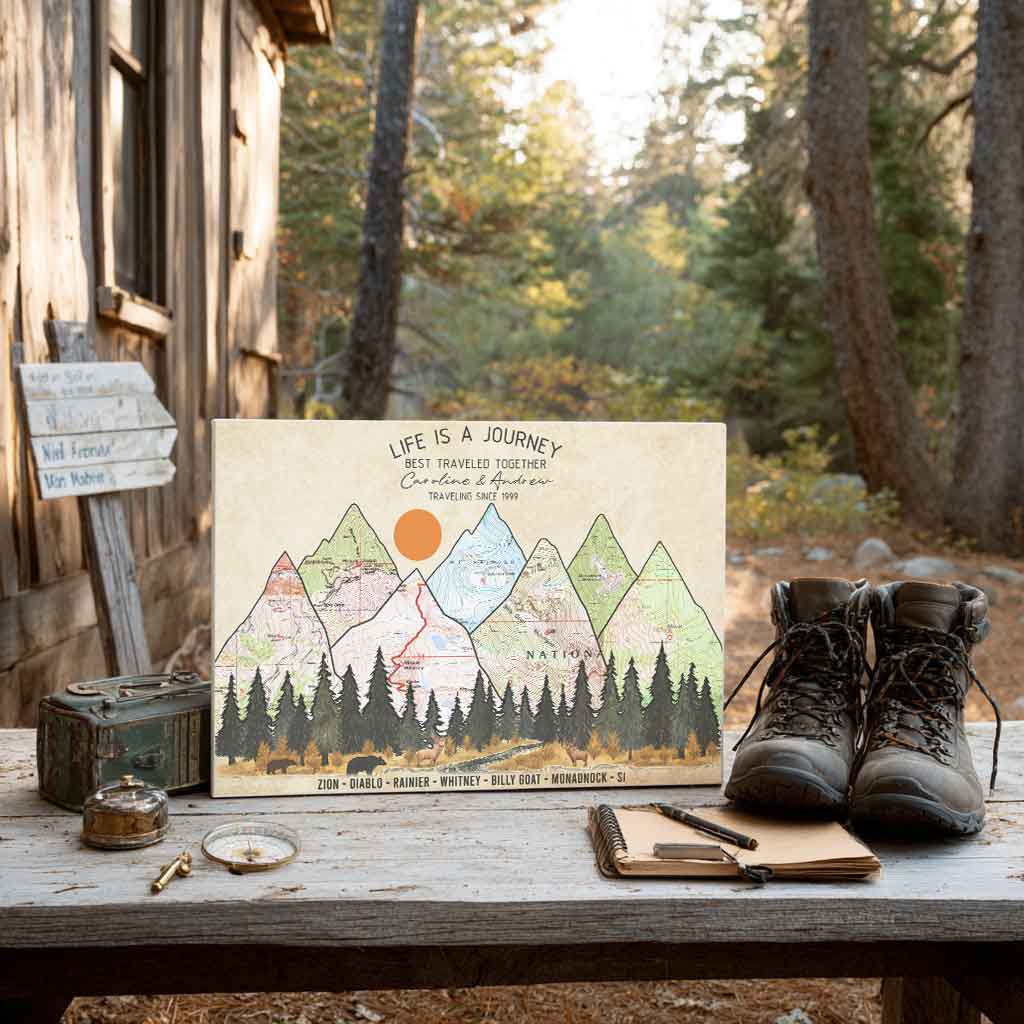 Wildtify Personalized Hiking Map Wall Art Adventure Custom Travel Map
