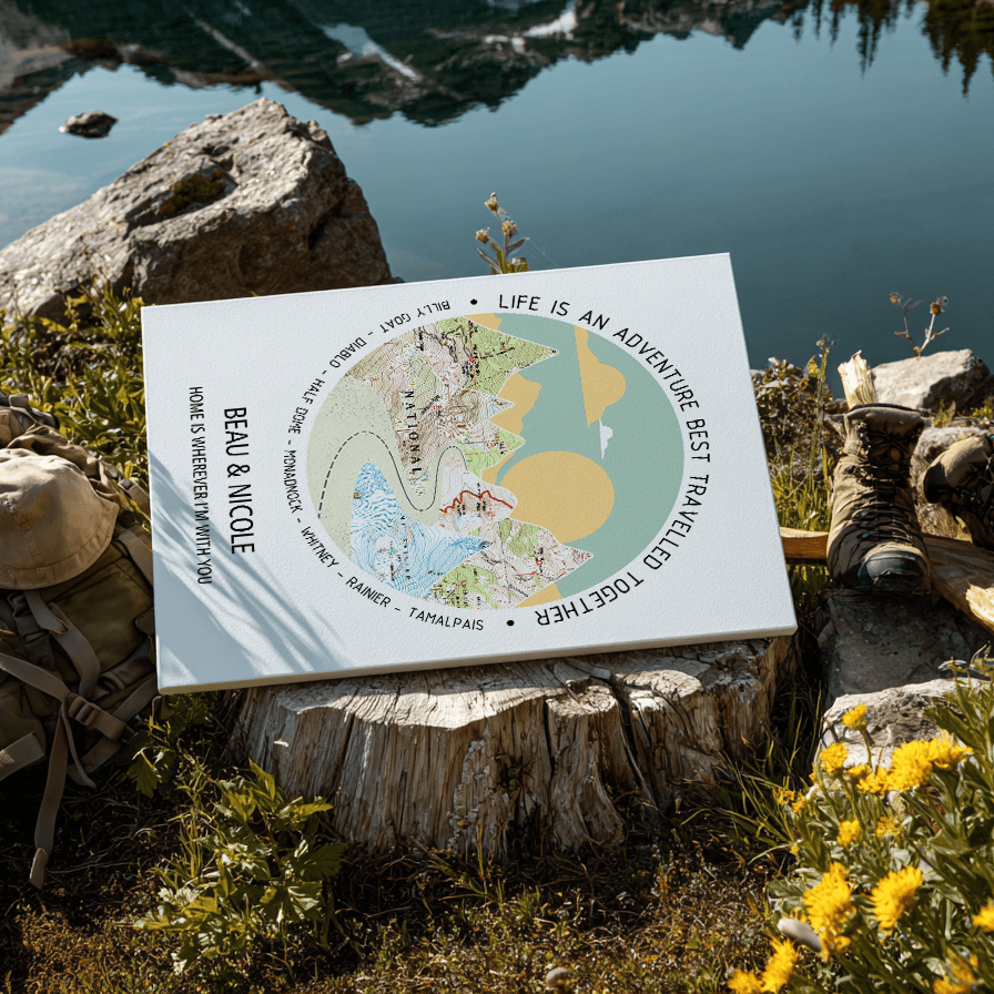 Wildtify Personalized Mountains Sun In Island Map Wall Art