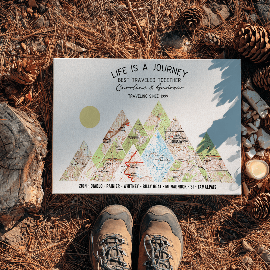 Wildtify Personalized Hiking Map Wall Art Custom Travel Hiker Adventure Gift