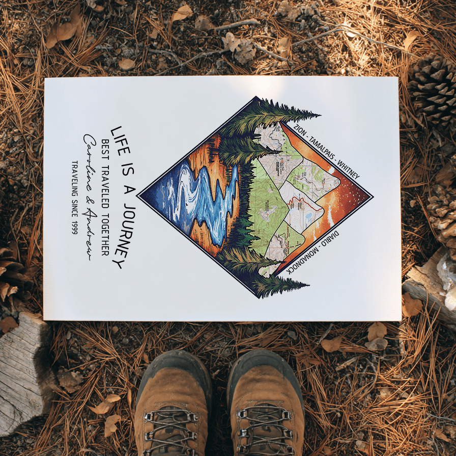 Wildtify Hiking Personalized Mountains In Forest Map Wall Art