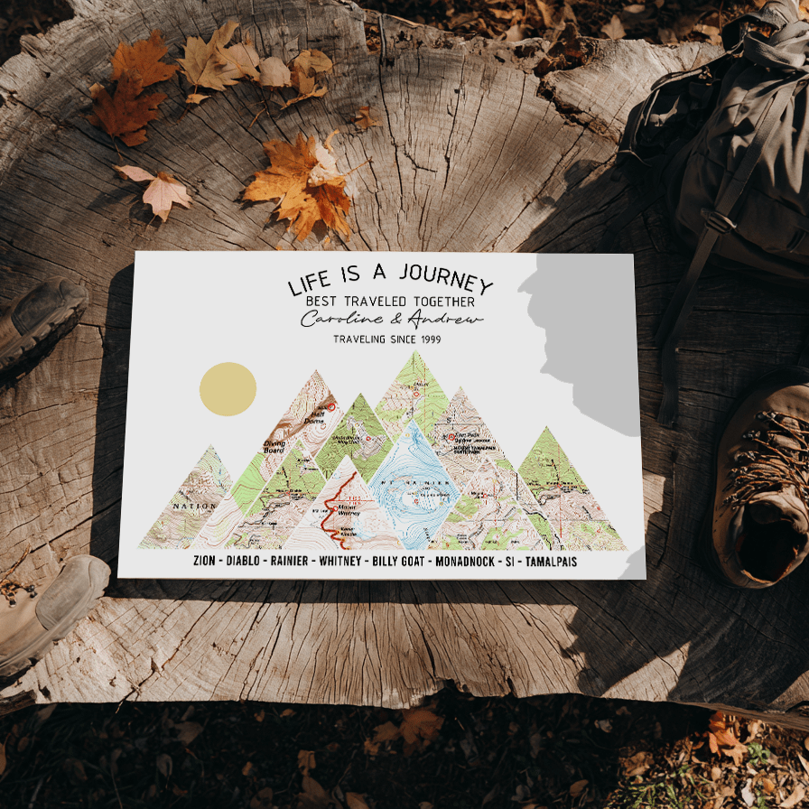 Wildtify Personalized Hiking Map Wall Art Custom Travel Hiker Adventure Gift