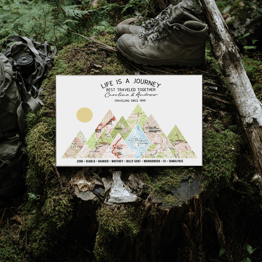 Wildtify Personalized Hiking Map Wall Art Custom Travel Hiker Adventure Gift