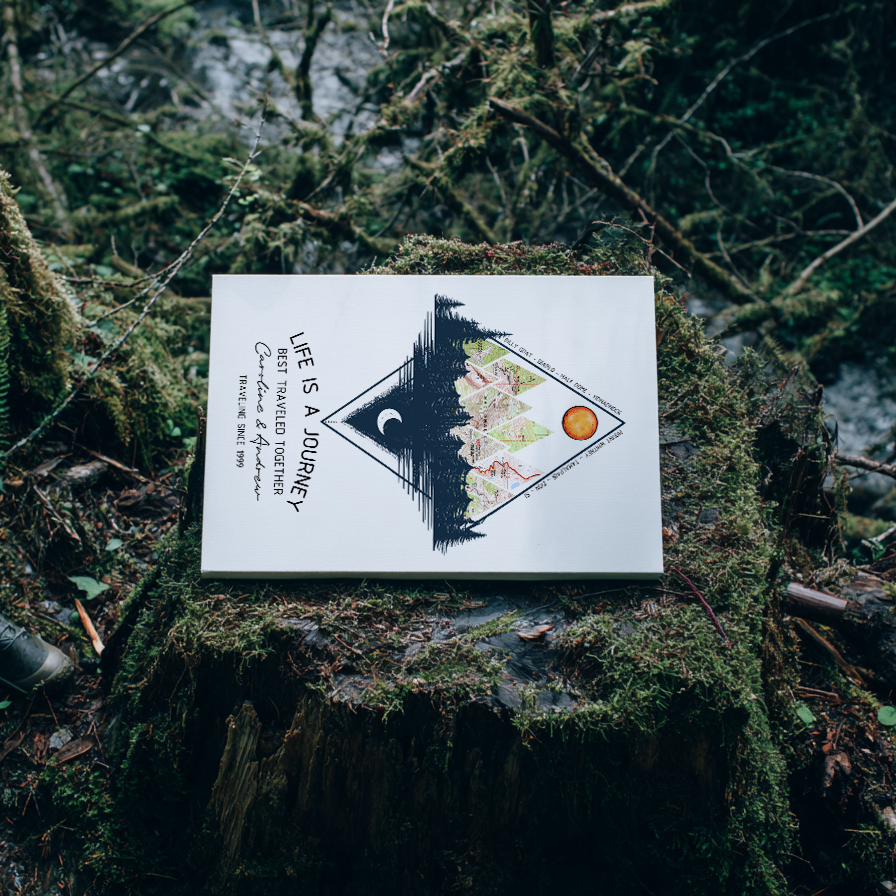 Wildtify Hiking Customized Life Is A Journey Mountains Map Wall Art