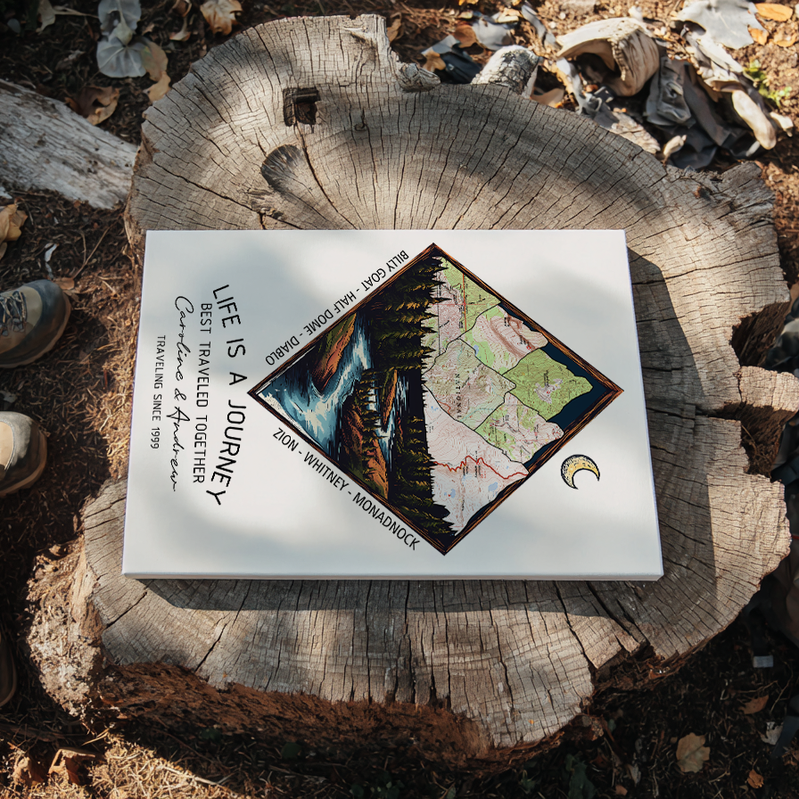 Wildtify Hiking Customized Mountains River In Forest Map Wall Art