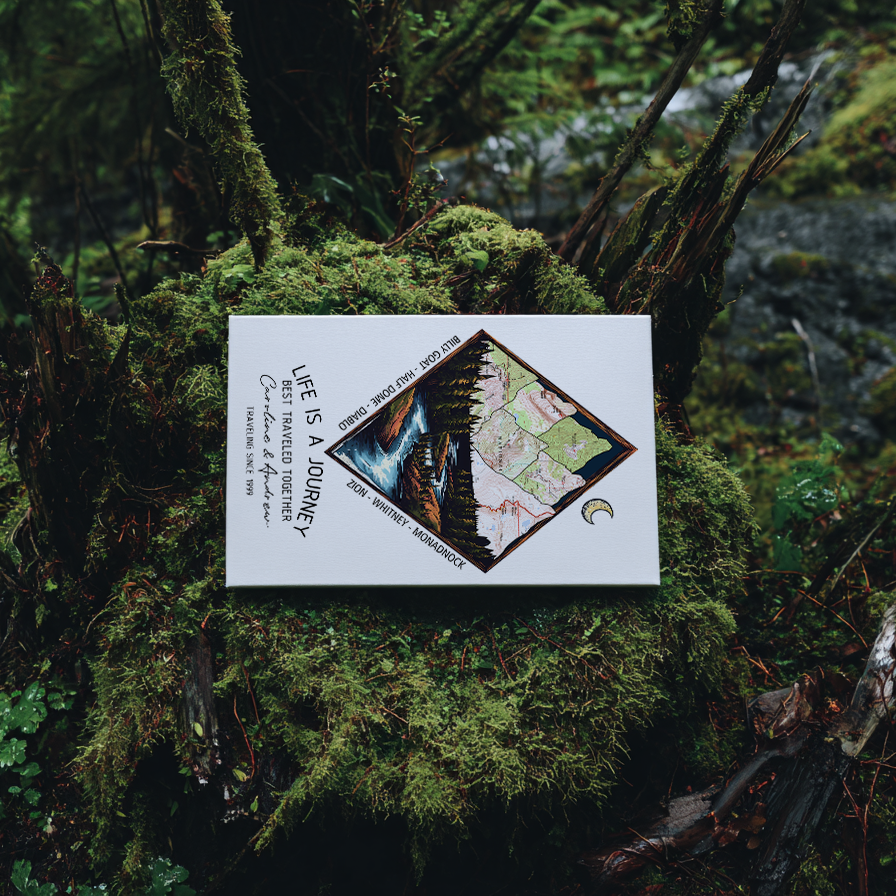 Wildtify Hiking Customized Mountains River In Forest Map Wall Art