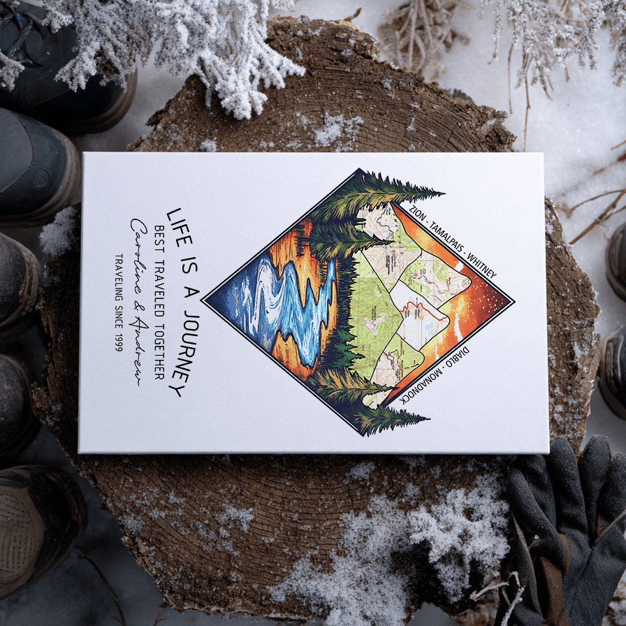 Wildtify Hiking Personalized Mountains In Forest Map Wall Art