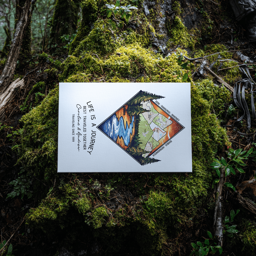 Wildtify Hiking Personalized Mountains In Forest Map Wall Art