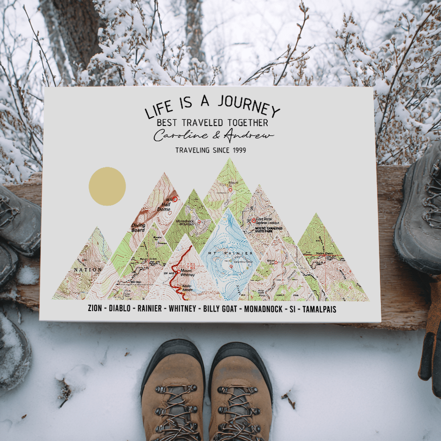 Wildtify Personalized Hiking Map Wall Art Custom Travel Hiker Adventure Gift