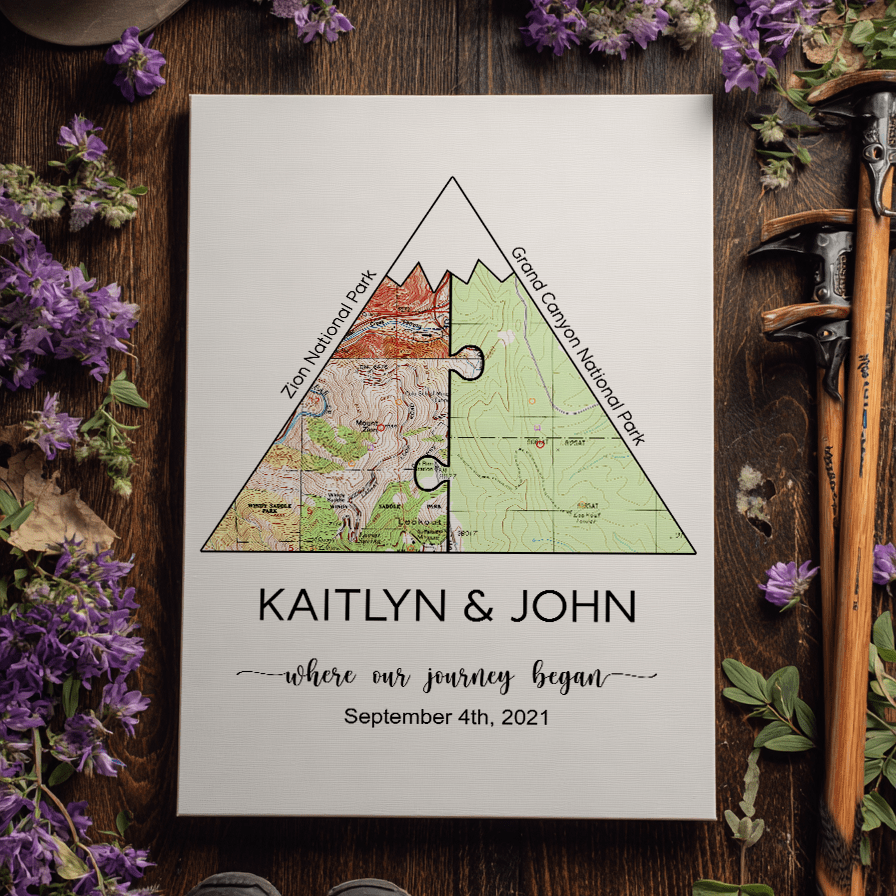 Wildtify Personalized Mountain Map Wall Art Hiking Hiker Customized