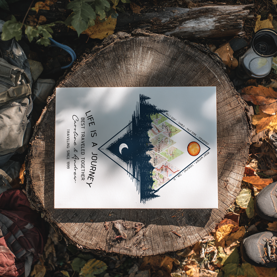 Wildtify Hiking Customized Life Is A Journey Mountains Map Wall Art