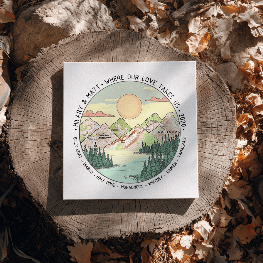 Wildtify Personalized Mountains In Forest Island Sunshine Map Wall Art