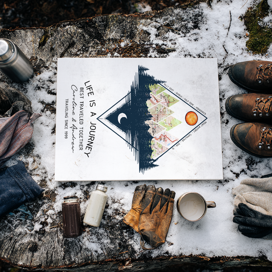 Wildtify Hiking Customized Life Is A Journey Mountains Map Wall Art