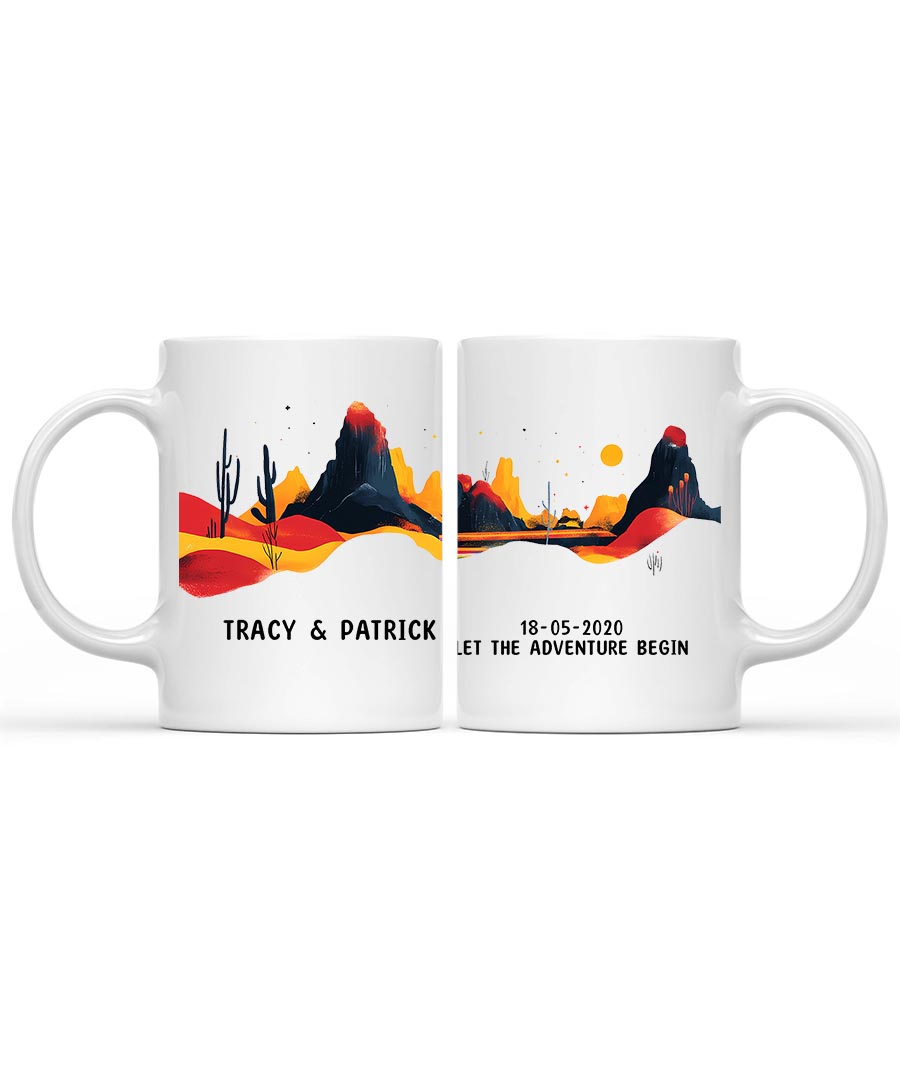 Wildtify Personalized Desert Landscape Adventure Couple Hiking Mug