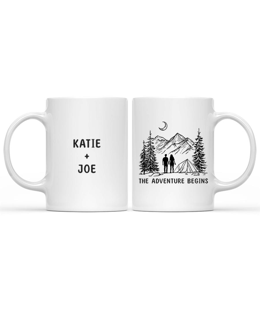 Wildtify Hiking Couple On Mountain The Adventure Begins Customized Mug