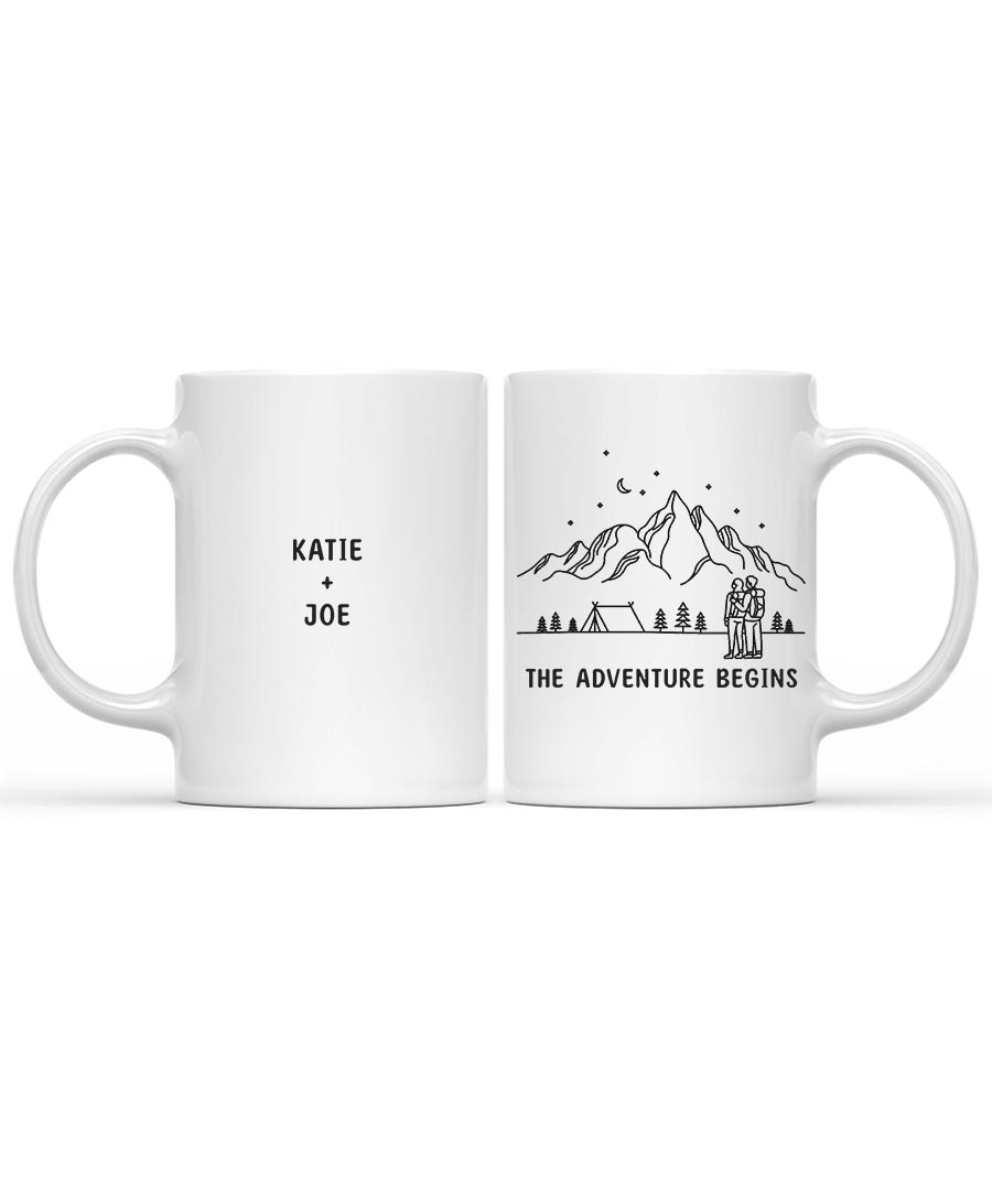 Wildtify Hiking Couple In Night On Mountain The Adventure Begins Personalized Mug