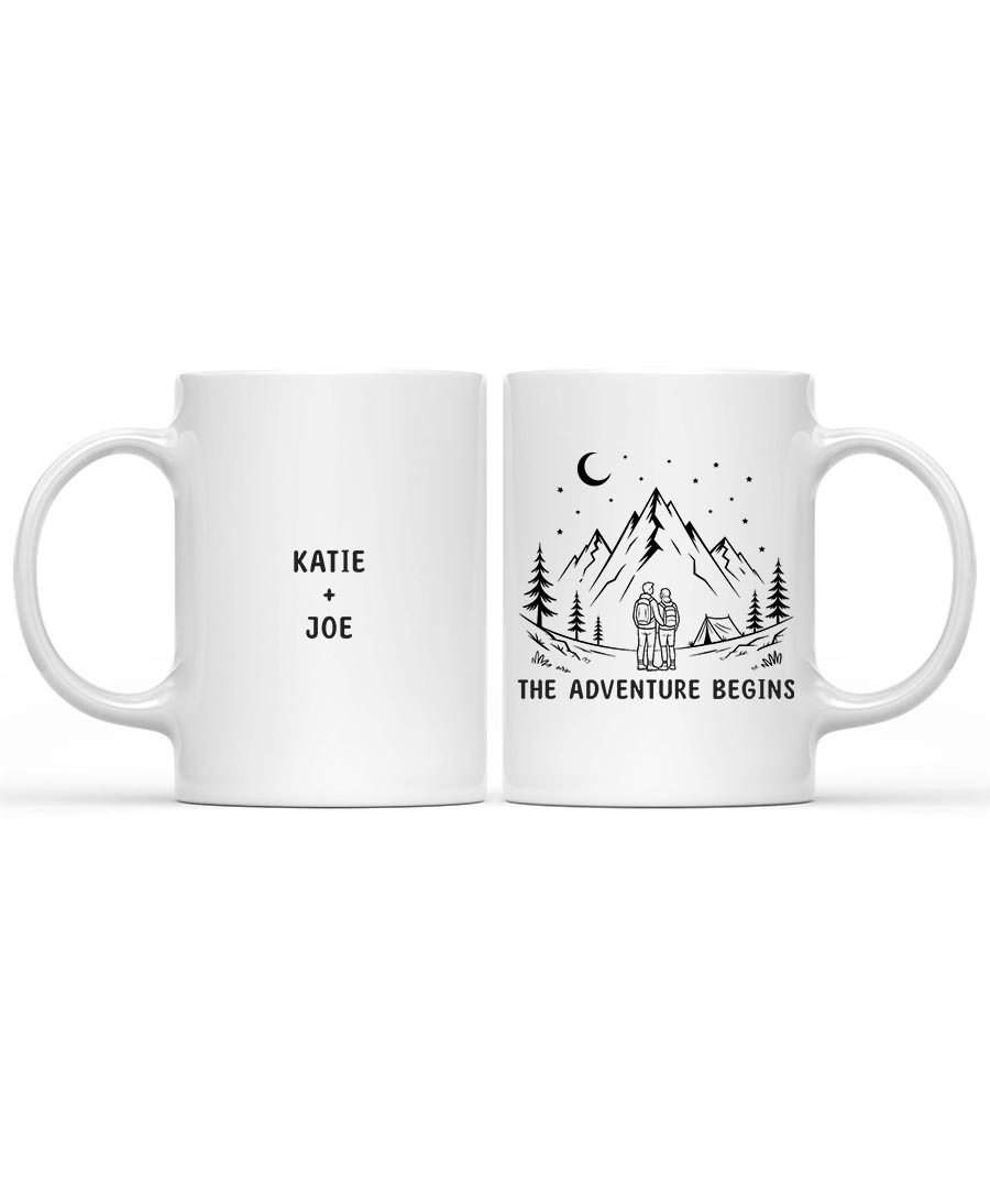 Wildtify Hiking Couple The Adventure Begins On Mountain Personalized Mug