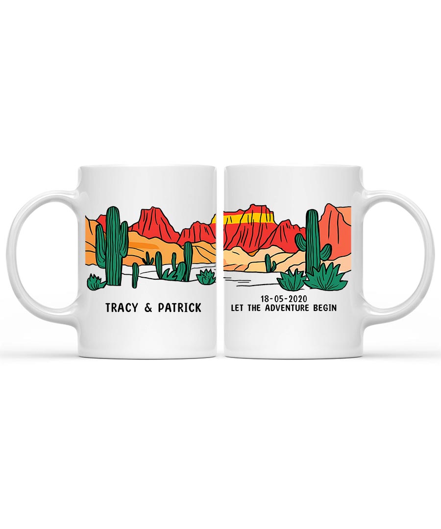 Wildtify Customized Cactus Desert Adventure Couple Hiking Mug