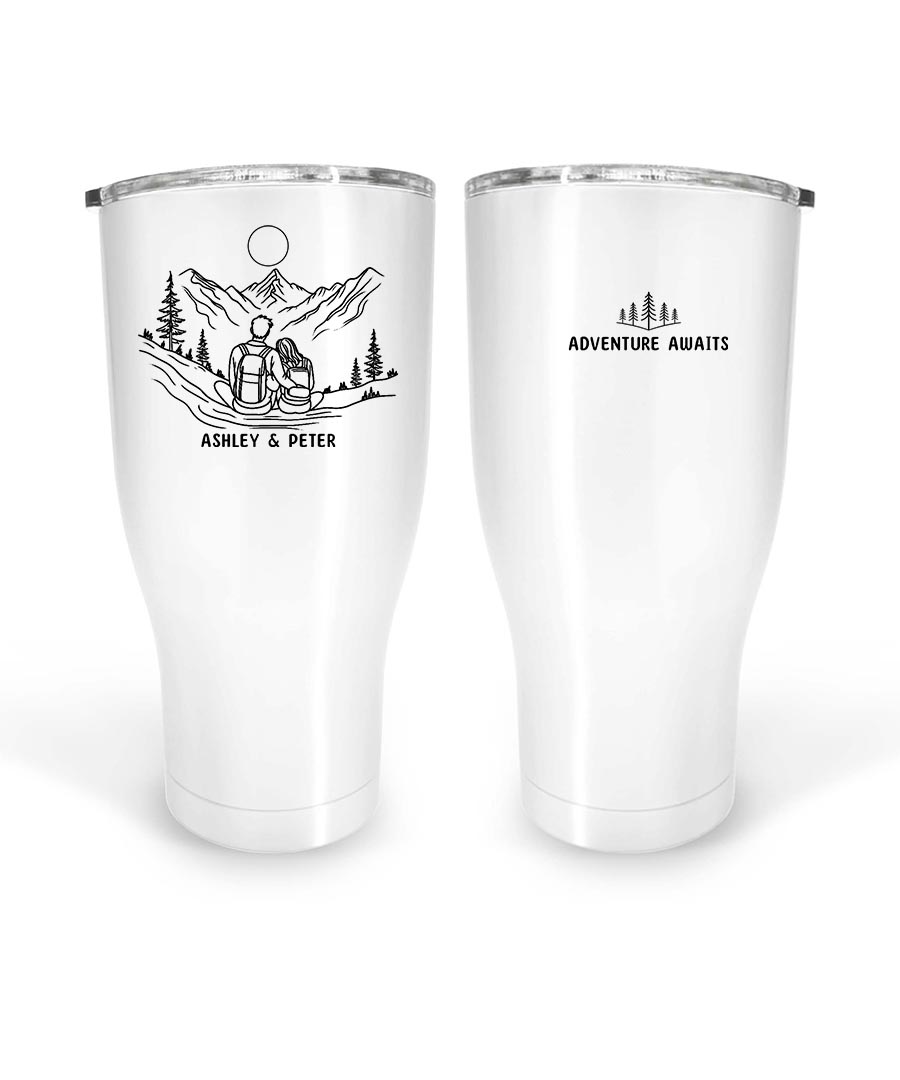 Wildtify Hiking Couple Sitting On Mountain Adventure Awaits Customized Mug