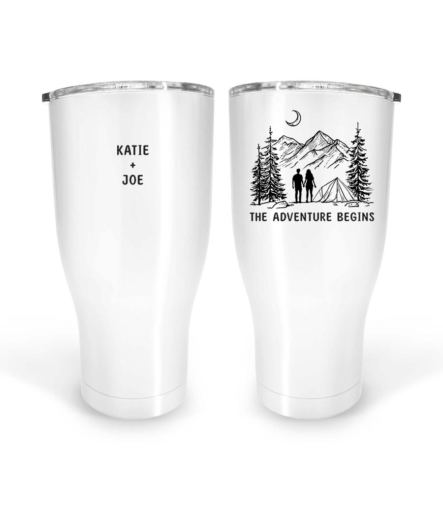 Wildtify Hiking Couple On Mountain The Adventure Begins Customized Mug