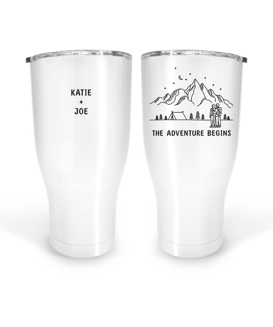 Wildtify Hiking Couple In Night On Mountain The Adventure Begins Personalized Mug