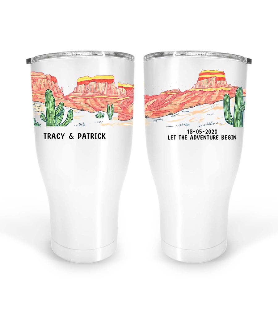 Wildtify Personalized Cactus Desert Adventure Couple Hiking Mug