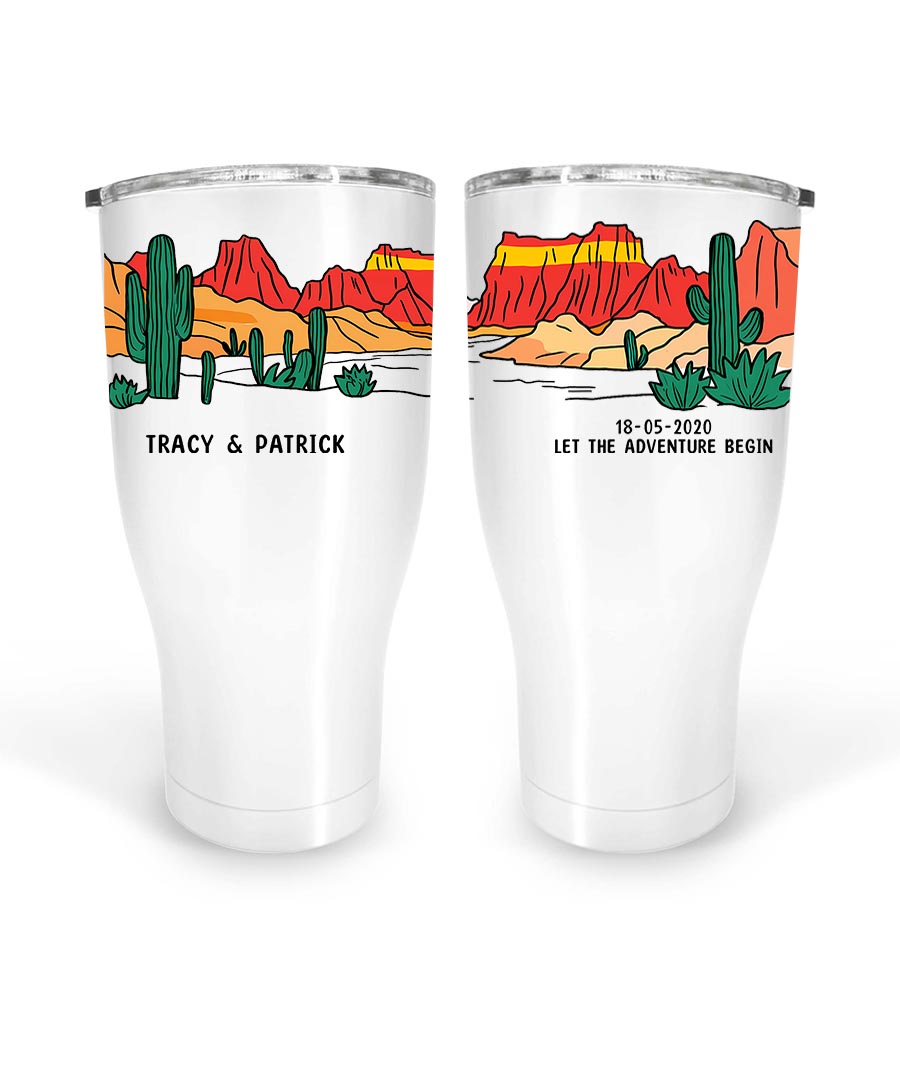 Wildtify Customized Cactus Desert Adventure Couple Hiking Mug